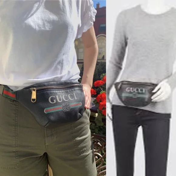 ✨ POPULAR ✨ GUCCI LOGO WAIST BUMBAG MULTI USE PURSE LEATHER - Picture 10 of 14